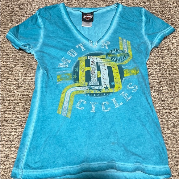 Harley-Davidson Tops - Harley-Davidson Turquoise V-Neck Tee